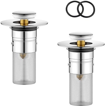 CUEMOON 2 Pezzi Tappo Lavandino Bagno, 34-40mm Filtro di Scarico per Lavandino, Filtro di Scarico in Acciaio Inossidabile per Vasca da Bagno, Cucina, Lavabo