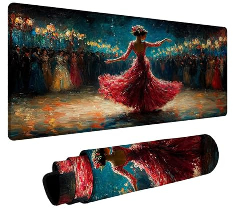 Mauspad Frau Mousepad Tanzen, Mousepad xxl 300 x 600 x 3 mm Genähte Kanten Genauigkeit und Geschwindigkeit Verbessern, Maus Schreibtischunterlage für Büro Gaming Zubehör Geschenke für Männer DBYH-3204