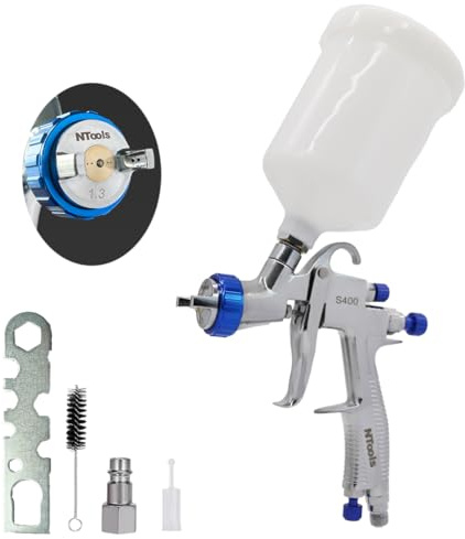LVLP - Pistola a spruzzo con ugello da 1,3 mm, 600 ml, alimentazione a gravità, pistola a spruzzo per vernice automobilistica, vernici, vernici, rivestimenti industriali e per la lavorazione del legno