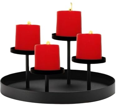 Advent Wreath Modern Candle Holder, With Stylish Metal Finish, 21x21x5cm, Candle Picks Advent Arrangement, 4-Slot Light-stick Tray, Elegant Holiday Design, For Holiday, Party, Wedding, Birthday