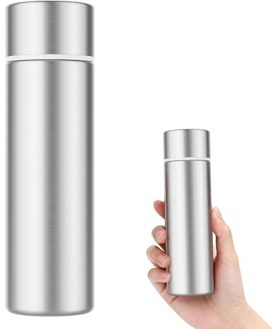 Mini Bouteille Isotherme 150ml, Portable Petite Gourde Isotherme, Mini Thermos Cafe, Mini Gourde Réutilisable pour Running, École, Bureau (Argent)