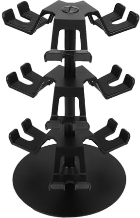 XUMIUZIY Rotatable Game Controller Holder for SWITCH 2 Pro, 3 Tier Headset Organizer Desktop Stand for Gaming Room, Aluminum Alloy/Black