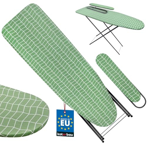 KOTARBAU® Planche à Repasser Pliable, Table à Repasser, Jannette Repassage | 118 x 36 cm, Planche a Repasser Pliable, Jeannette Repassage Manches, Repose-Fer, Réglable en Hauteur, Housse Verte