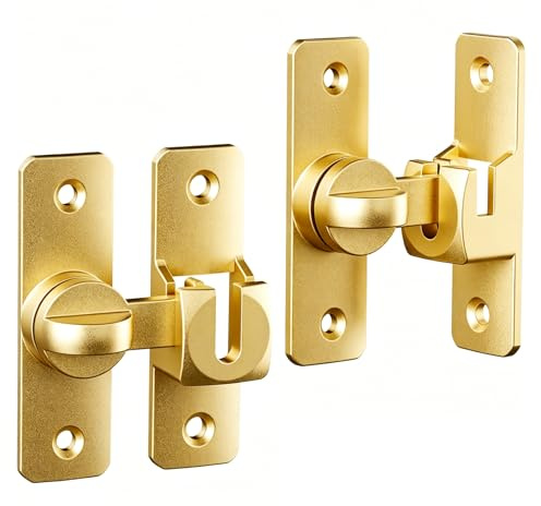 XSDSLS 4 chiavistelli per porte scorrevoli in lega di alluminio, serratura per cancello, serratura per cancello, ferramenta per porte, finestre per vino, bagno, garage, giardino (Oro)