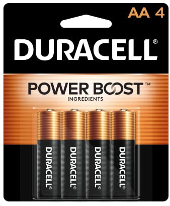 Duracell Coppertop Double AA Batteries with Power Boost Ingredients, 4 Count (Pack of 1) Long-lasting Alkaline Double AA Battery for Household and Office Devices
