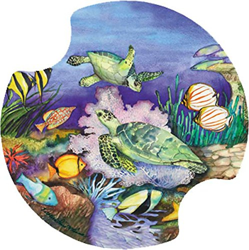 Thirstystone Green Sea Turtles Car Cup Holder Coaster, 2-Pack