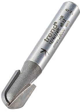Trend Professional Radius Router Cutter, 4mm Radius, 1/4 Inch Shank, 8mm Cut Diameter & 12.7mm Cut Length, Tungsten Carbide Tipped, Without Bearing, 12/4X1/4TC