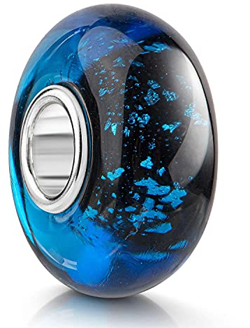 MATERIA by Matthias Wagner Glas Bead schwarz blau mit Glitzerfolie 1041
