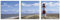 ARTland Wanddeko Glasbilder Wandbild Glas Bild 3er Set 3 teilig je Quadratisch Strand Meer Küste Leuchtturm Sylt Nordsee Düne Himmel Maritim T9ML