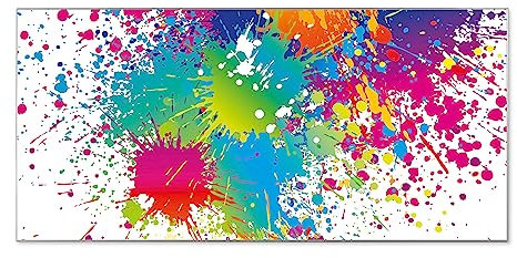 banjado® Magnettafel silber 78 x 37cm / Magnetwand aus Metall/Magnetpinnwand Memoboard/Pinnwand Magnettafel Küche, Büro, Kinderzimmer inkl. 4 Magnete & Montageset Motiv Farbspritzer