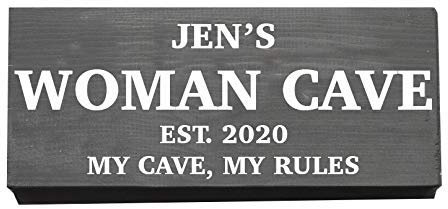 Personalised Woman Cave Wooden Sign, Shed Plaque, Est. Year, My Cave My Rules