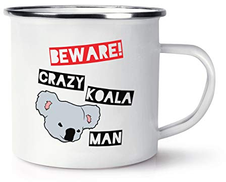 Gift Base Attention Crazy Koala Homme Rétro Émail Tasse Mug