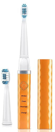 Pop Sonic USB Rechargeable Toothbrush - Orange, Up to 40,000 Strokes/Min, Long-Lasting Dupont Nylon Bristles - Teens & Adults