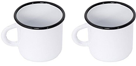 aucune Set di 2 Tazze in Metallo smaltato - 400 ml - Bianche