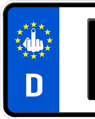 HR-WERBEDESIGN 2X Mittelfinger Nummernschild Kennzeichen Plakette Stinkefinger Aufkleber Euro