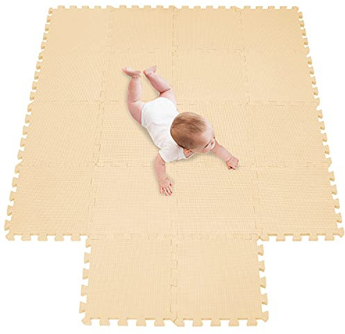 meiqicool Baby Spielmatten Bodengymnastik Puzzles Puzzles Puzzles Zubehör Puzzle-Spielmatten Bodengymnastikmatten Rahmen Fitness-Yoga-Matten Krabbelmatte Schutzboden beige 1030