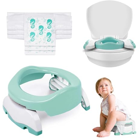 Potette Plus 2-in-1 Compact Universal Potty and Toilet Training Seat | Award-Winning Potty Training Essential for Toddlers | Mint