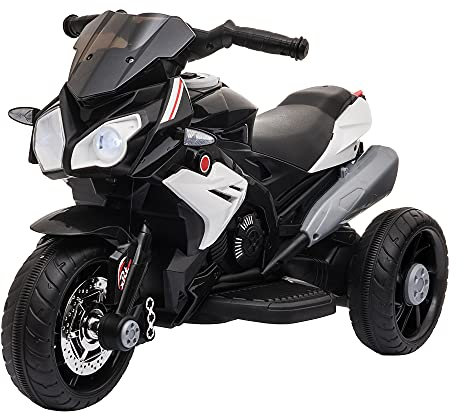 HOMCOM Kids 6V Electric Ride On Motorcycle Electric Motorbike w/Lights Music Horn 3 Wheel Outdoor Play Toy for 3-5 Years Black