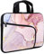 XMBFZ Laptop Sleeve 14 15 15.4 15.6 Chromebook Case Ultrabook Case Notebook Sleeve PC Messenger Bag Tablet Case Neoprene Handle Sleeve for Men Women, Two Pockets (Pink Marble)