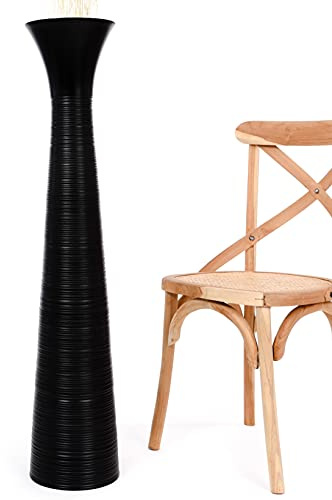 Leewadee Grand Vase A Poser Au Sol pour Branches Décoratives De Pampa, Vase en Bois De Manguier, 105 cm, Nero