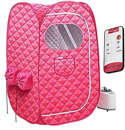 EEUK 2L Steam Sauna Portable Home Spa, Personal/2 Person Fold Sauna Tent Full Body Spa 220V, 1000 Watt Steam Generator for Detox and Weight Loss