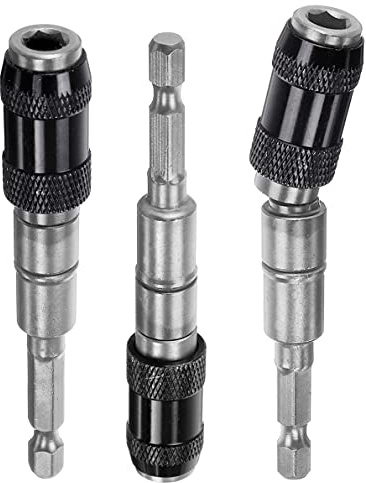 Yakamoz 3Pcs Pivoting Bit Holder, Flexiable Magnetic Screwdriver Bits Knuckle Holder 1/4 Hex Quick Release Drill Extension for Tight Spaces or Corners