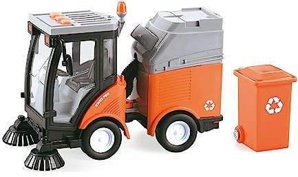 Teorema Giocattoli, Camion Spazzatrice Giocattolo per Bambini, con Luci e Suoni Reali, Movimento a Frizione e Bidone Spazzatura Incluso, Scala 1:16, Macchinina Giocattolo