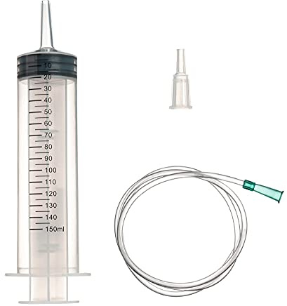 150 ml stor plastcylinder med slang för vetenskapliga laboratorier, trädgårdsbevattning, industri (1, 150 ml) | Plastspruta, steril förpackning, för vetenskapliga laboratorier, trädgårdsbevattning, industri