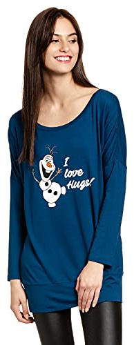 Nastrovje Potsdam Frozen - Die Eiskönigin I Love Hugs Olaf Damen Langarmshirt blau
