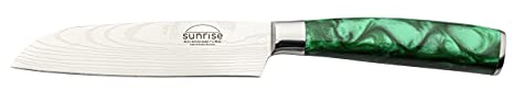 Rockingham Forge Cuchillo Santoku, Serie Sunrise, 5 Pulgadas, Hoja de Acero Inoxidable con Mangos de Resina, Verde Esmeralda, RF-2104GN