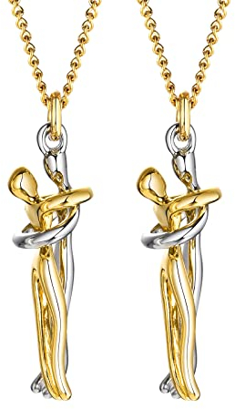 Valentinstag Zärtliche Umarmung Halskette | 2 Stück Kuscheln Paar-Schmuck Für Ihn Sie Für Weihnachten Neujahr Valentinstag Paar Umarmung Halskette Für Frauen Herren Freund Freundin, Kabelkette