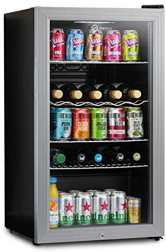 Subcold Super85 LED - Under-Counter Fridge | 85L Beer, Wine & Drinks Fridge | LED Light + Lock and Key | Energy Efficient (Silver, 85L) (Renewed)