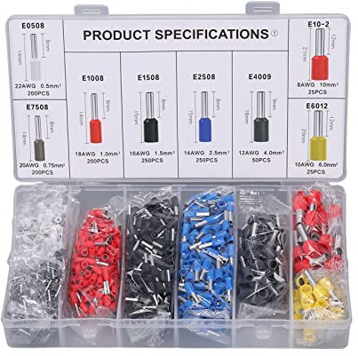 Hapivida 1200 Stück Aderendhülsen Kabel Ferrule, Quetsch Kabelverbinder Aderendhülsen, Isolierte Sortiment Kabelhülsen für DIY Elektrisches Motorrad Fahrzeug Boot