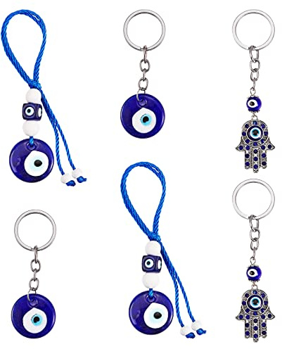 WEWAYSMILE Hamsa Hand Evil Eye Perlen, Türkisches Auge Hand, Türkisches Auge Schlüsselanhänger, Für Autotasche, Schlüssel, Schmuck, Hängende Verzierung, Geschenk