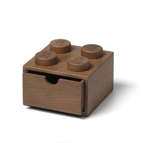 LEGO Aufbewahrungsstein quadratisch Eiche Schublade - Eiche dunkel