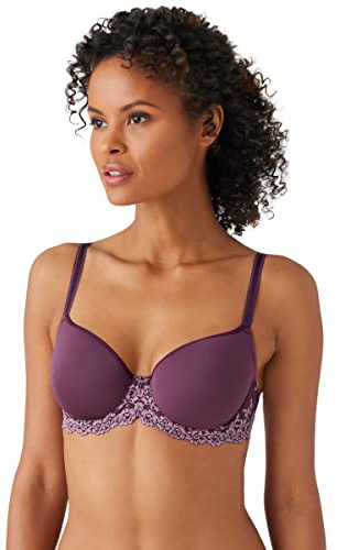 Wacoal Women's Embrace Lace Contour Bra T-Shirt, Opaque, Italian Plum/Valerian, 32 E