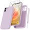 Qasyfanc Handyhülle für iPhone 12 Hülle mit 2 Stück Hartglas Schutzfolie, Silikon Case Ultra Dünn Microfiber Kameraschutz Rundumschutz Anti-Kratzer Handyhülle für iPhone 12 6.1 - Lila