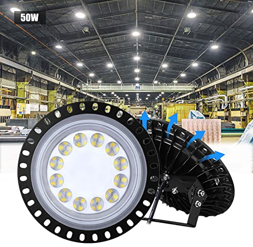 Bellanny LED Strahler 50W, 5000LM Hallenstrahler LED UFO Industrielampe, 6500K Kaltweiß LED Werkstatt Deckenleuchte Werkstattleuchte Hallenleuchte Industrielampe LED High Bay Licht für Fabriken Läger