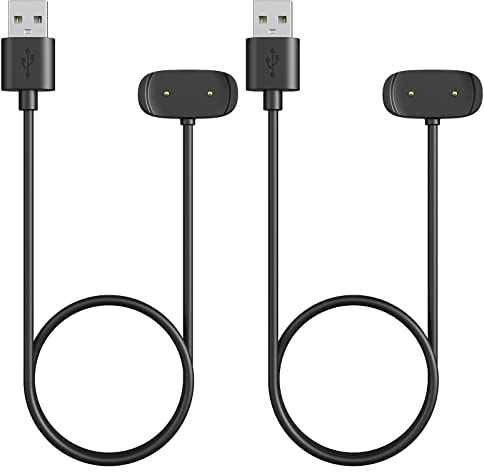MoKo 2 Stück Ladegerät Kompatibel mit Amazfit Active/GTS 2/2e/2 Mini/4 Mini/GTR Mini/2/2e/Bip 5/5 Unity/3/3 Pro/Bip U/T-Rex Pro, Magnetische Ladestation mit 1 m USB Ladekabel Kabel, Schwarz