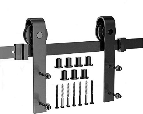 Binario per Porta Scorrevole Kit Binario Scorrevole Esterno Muro Completo Accessori (244cm/Triplo regolare/sportello singolo)
