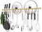 OKEPOO 304 Stainless Steel Kitchen Utensil Hanger - 30 Inch Wall Mount with 15 Noiseless Sliding Hooks, Pots and Pans Hanging Rack, Organizer Storage Perfect for Organizing Cooking Tools, Golden