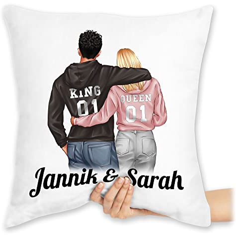 Kissen 40x40 Zierkissen - Ideen - Partner Geschenke Paar King Queen Couple I Pärchen Weihnachts-Geschenke Valentinstag - 40 x 40 cm - Weiß - pärchenkissen liebeserklärung päärchen Pillow