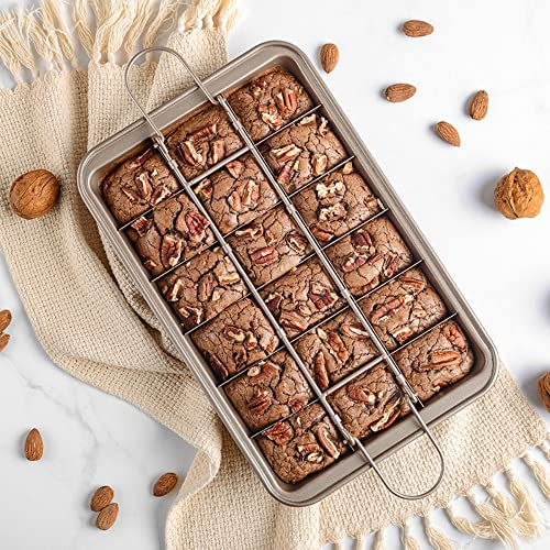 ArtisanShow Brownie Pan, Non-Stick Brownie Baking Pan with Built-in Dividers, 18 Pre-Slice Brownie Baking Tray, Chocolates Candies, Cakes, Muffin and Cupcake Pan for Oven Baking