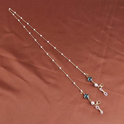 Brillenkette Vintage Strass Perlenkette Kettenriemen Zum Aufhängen Am Hals Brillenhalter Seil Für Damen Brillenband Blau