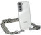 EAZY CASE Handykette - Verstellbarer Trageriemen kompatibel mit Samsung Galaxy S22, Handykordel mit Schutzhülle durchsichtig, Riemen für Handyketten, Grün/Schwarz Metall Silber