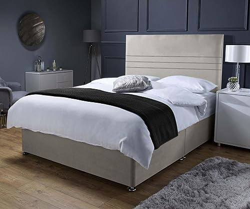 Fireplaces 4 Life Ascot Divan Bed Set + 10 Memory Mattress + 24 Matching Headboard *Storage Available (Silver, No Drawers, 4ft6 Double)