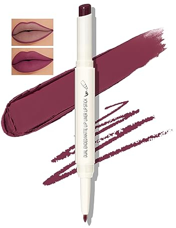 Boobeen Double-ended Lipstick Lip Liner Makeup Velvet Lipgloss Lipstick, Creamy Lip Pencil for Women Matte Long-lasting Matte Satin Finish, Nourishing and Non-fading (06#)