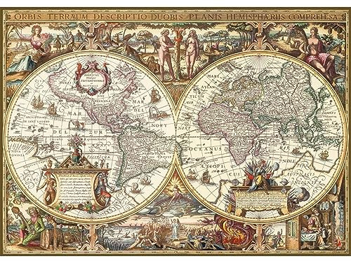 Puzzel Für Erwachsene Vintage-Weltkarte, Antike Erdkarte 75 * 50Cm