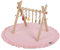 KiddyMoon Spielbogen aus Holz mit Weichem Schaumstoff Spielmatte Spieltrapez Baby Gym für Kleinkinder Spielzeug Activity Center, Natürlich Mit Rosa Spielmatte