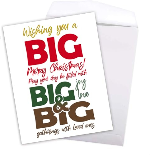 Wishing You A Big Merry Christmas Grußkarte, 21,6 x 27,9 cm, große Jumbo-Größe, Gruppen-Team-Karte, extra riesige, übergroße Freude und Liebe, Urlaubskarten für Weihnachten und Neujahr, Umschläge im